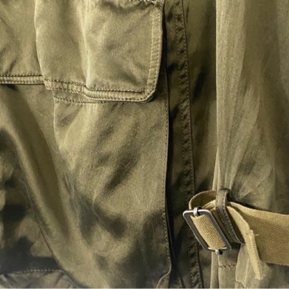 THEORY Silk Utility Cargo Jacket Olive Green - Picture 7 of 10